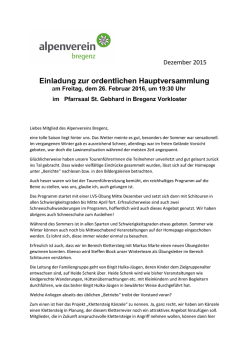 Einladung zur Jahreshauptversammlung