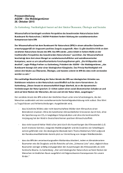 Pressemitteilung AGDW – Die Waldeigentümer 26. Oktober 2015 Zu