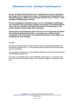 Effektstärken-Check: Wichtigste Projektkategorien