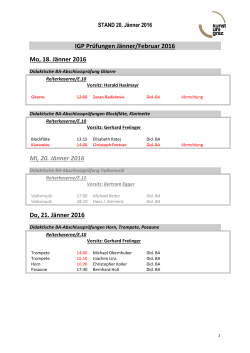 IGP Pr&uuml;fungen J&auml;nner/Februar 2016 Mo, 18. J&auml;nner 2016