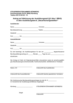 Antrag auf Abkürzung der Ausbildungszeit (§ 8 Abs.1 BBiG) in dem