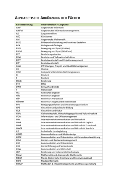 ALPHABETISCHE ABKÜRZUNG DER FÄCHER