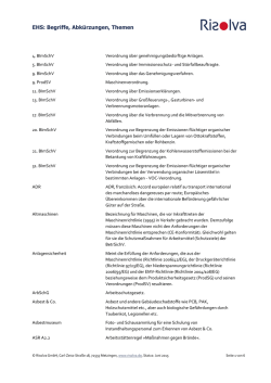 EHS: Begriffe, Abk&uuml;rzungen, Themen