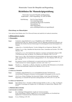 Richtlinien - Historischer Verein für Oberpfalz und Regensburg
