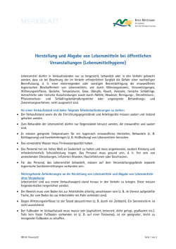 Herstellung und Abgabe von Lebensmitteln bei
