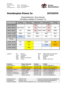 Dora Straub Schulhaus Halden Telefon 076 342 26 02 Postfach E