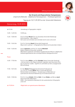Donnerstag, 10.09.2015 - Universit&auml;t Hildesheim