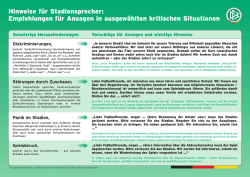 Hinweise f&uuml;r Stadionsprecher: Empfehlungen f&uuml;r Ansagen in