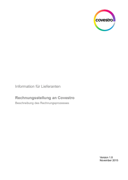 Information f&uuml;r Lieferanten Rechnungsstellung an Covestro