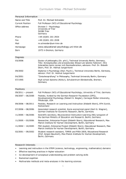 Curriculum Vitae –Michael Schneider