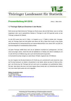1,7 Thüringer Äpfel pro Einwohner in der Woche