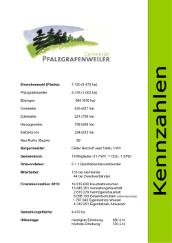Einwohnerzahl (Fläche): 7.120 (4.472 ha) Pfalzgrafenweiler 4.318