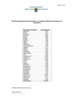 Einwohnerzahlen im Landkreis - Landratsamt Weilheim
