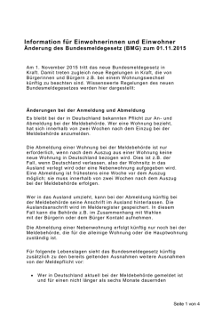 Information f&uuml;r Einwohnerinnen und Einwohner