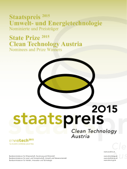 Staatspreis 2015 Umwelt- und Energietechnologie State Prize 2015