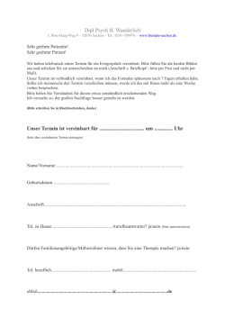 Dipl.Psych H. Wunderlich Unser Termin ist vereinbart f&uuml;r