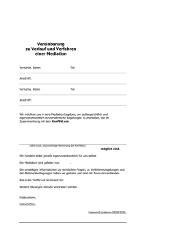 Vereinbarung zu Verlauf und Verfahren einer Mediation