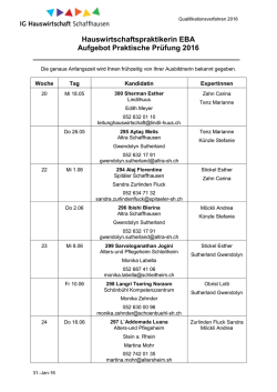 Hauswirtschaftspraktikerin EBA Aufgebot Praktische Pr&uuml;fung 2016