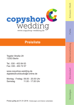 Preisliste - Copyshop Wedding