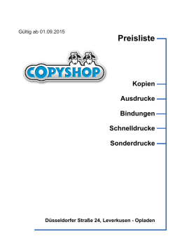 Preisliste - Copyshop Leverkusen Opladen