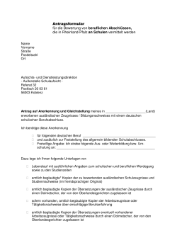 Antragsformular - Aufsichts - in Rheinland