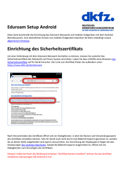 Eduroam Setup Android Einrichtung des Sicherheitszertifikats