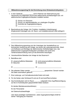 Mitbestimmungsantrag für die Einrichtung eines