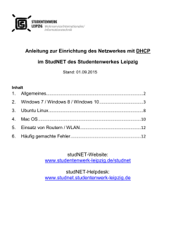Anleitung zur Einrichtung des StudNET