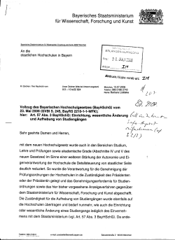 Ministeriumsschreiben zur Einrichtung, wesentlichen Änderung und
