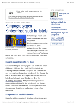 Kampagne gegen Kindesmissbrauch in Hotels | NDR.de