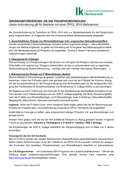 Grundanforderung an die Phosphord&uuml;ngung 2015