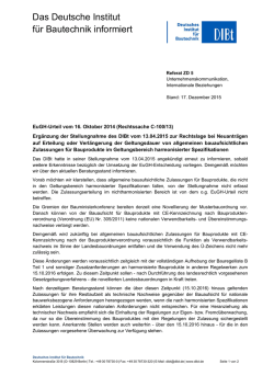 Zweite Stellungnahme des DIBt zum EuGH-Urteil