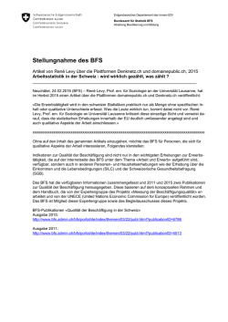 Stellungnahme des BFS - Bundesamt für Statistik
