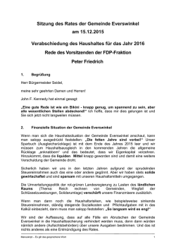 Haushaltsrede der FDP-Fraktion