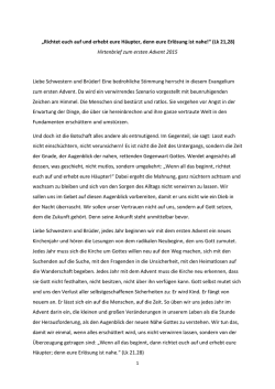 Hirtenbrief zum ersten Advent