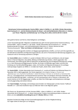 HUDA-H&uuml;rden &uuml;berwinden durch Austausch e.V. 15.10.2015