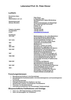 Lebenslauf Prof. Dr. Peter Elsner