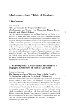 Inhaltsverzeichnis / Table of Contents