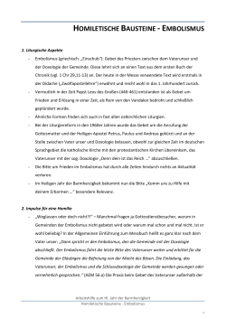 Homiletische Bausteine &ndash; Embolismus