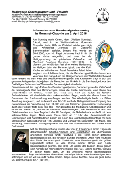 Information zum Barmherzigkeitssonntag