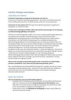 FAQ MSc OE - Fachbereich Biowissenschaften - Goethe