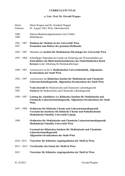 CURRICULUM VITAE o. Univ. Prof. Dr. Oswald