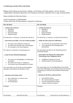Vereinbarung zwischen Eltern und Schule