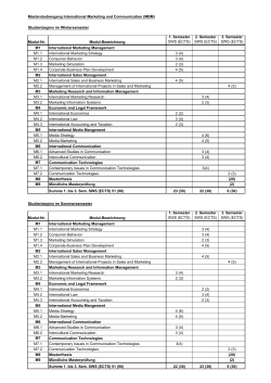 Masterstudiengang International Marketing and Communication