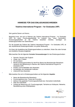 HINWEISE F&Uuml;R DAS EINLADUNGSSCHREIBEN Viadrina