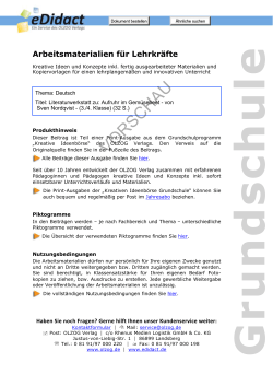 Arbeitsmaterialien Grundschule - Literaturwerkstatt zu: Aufruhr im