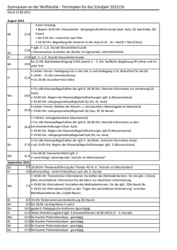 Gymnasium an der Wolfskuhle - Terminplan für das Schuljahr 2015/16