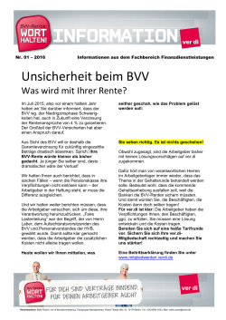 BVV-Rente Nr. 01/2016 - Finanzdienstleistungen