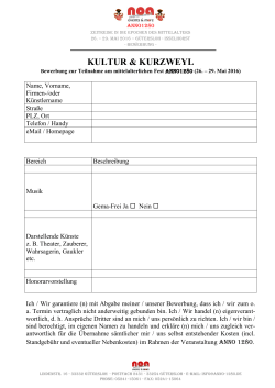 Bewerbung Künstler / Kultur & Kurzweyl