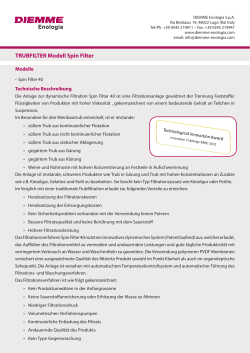 die technische Karte Trubfilter Spin Filter